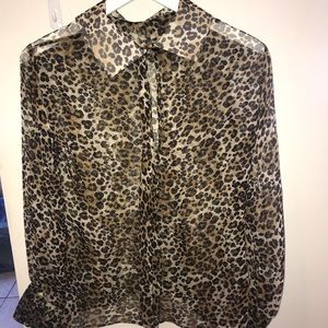 Leopard print silk blouse